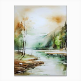 River Watercolour Painting 1 Canvas Print