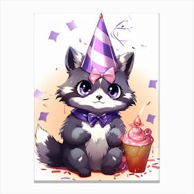 Cute Kawaii Cartoon Raccoon 30 Canvas Print