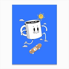 Coffee Cup Skateboarding Canvas Print