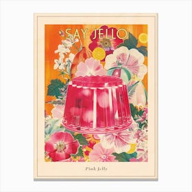 Pink Jelly Retro Dessert Collage 2 Poster Canvas Print