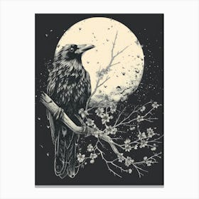 Raven At The Moon Canvas Print