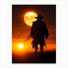 Scarecrow At Sunset Canvas Print