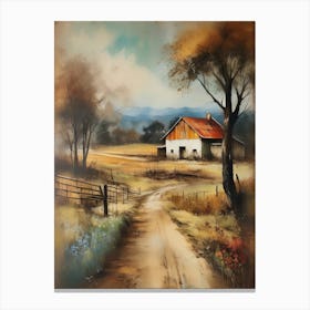 A wall artwork dating back to the year 1960, with all the details and colours. The farm is from an old oil painting, with faded oil colours.4 Canvas Print