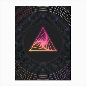 Neon Geometric Glyph in Pink and Yellow Circle Array on Black n.0014 Canvas Print