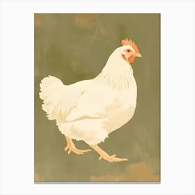 Chicken On A Green Background Canvas Print