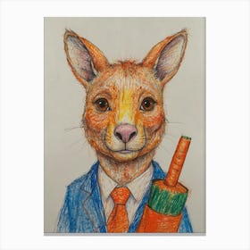 Kangaroo In Business Suit Canvas Print