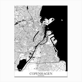 Copenhagen White Black Canvas Print