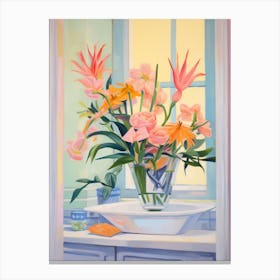 A Vase With Bird Of Paradise, Flower Bouquet 1 Canvas Print