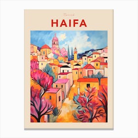 Haifa Israel 2 Fauvist Travel Poster Canvas Print