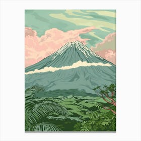 Mount Apo Philippines Color Line Drawing (3) Canvas Print