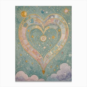 Pastel Heart In The Clouds Canvas Print