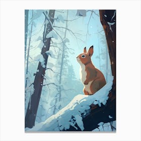 Winter Red Squirrel 1 Illustration Canvas Print
