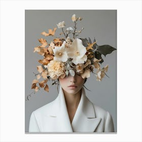 Portrait Of A Woman With Flowers On Her Head Canvas Print