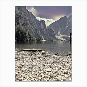 Rocky Shore In The Mountains Canvas Print