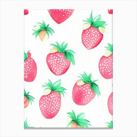 Strawberry Repeat Pattern, Fruit, Pastel Watercolour Canvas Print