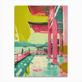Miyajima Japan Retro Duotone Silkscreen 6 Canvas Print