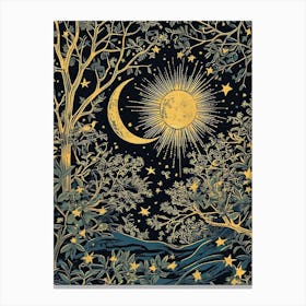 William Morris Art Moon Sun Eclipse Night Morris Exhibition Print Botanical Poster Vintage Full Canvas Print