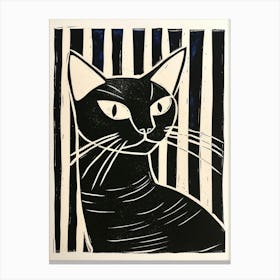 Tonkinese Cat Linocut Blockprint 5 Canvas Print