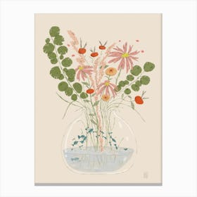 Flowers And Fishes Canvas Print