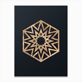 Abstract Geometric Gold Glyph on Dark Teal n.0419 Canvas Print