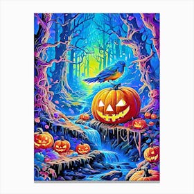 Jack O Lantern In The Forest Canvas Print