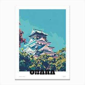 Osaka Castle 2 Colourful Illustration Poster Canvas Print