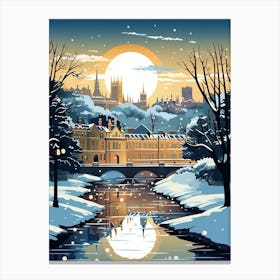 Winter Travel Night Illustration Bath United Kingdom 1 Canvas Print