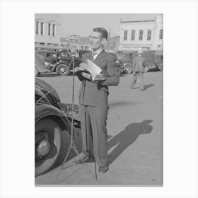 Itinerant Preacher Broadcasting To His Audience By Means Of Public Address System On Streets Of Marshall, Texas B Canvas Print