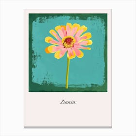 Zinnia Square Flower Illustration Poster Canvas Print