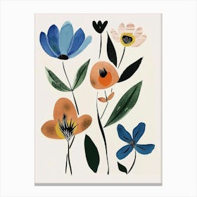 Painted Florals Flax Flower 1 Canvas Print