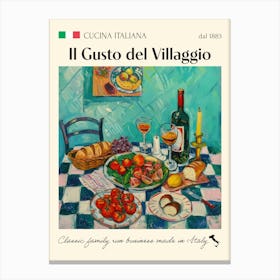 Il Gusto Del Villaggio Trattoria Italian Poster Food Kitchen Canvas Print