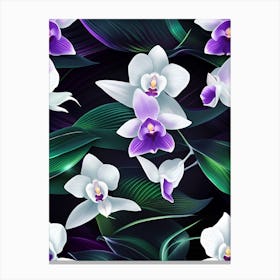 Orchids On A Black Background Canvas Print