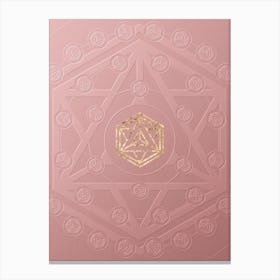 Geometric Gold Glyph on Circle Array in Pink Embossed Paper n.0167 Canvas Print