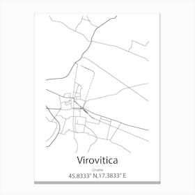 Virovitica,Croatia Minimalist Map Canvas Print