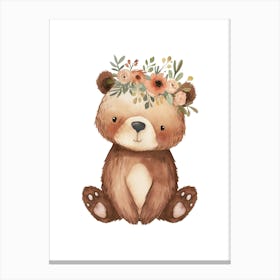 Teddy Bear With Flowers 1 Canvas Print