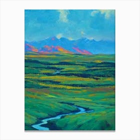 Denali National Park And Preserve United States Of America Blue Oil Painting 1  Canvas Print
