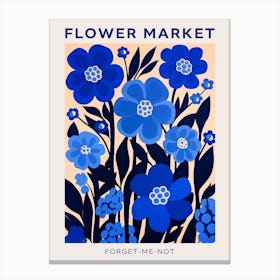 Blue Flower Market Poster Forget Me Not 2 Canvas Print