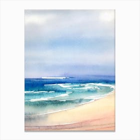 Fistral Beach 2, Cornwall Watercolour Canvas Print