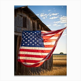 American Flag Evoking Sentiments Of Patriotism And Liberty Displayed Majestically Against A Weather Canvas Print