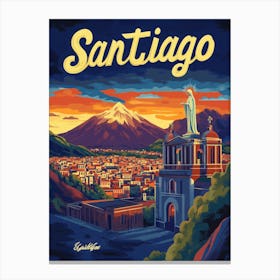 Aihrgdesign A Retro Travel Poster For Santiago 3 Canvas Print