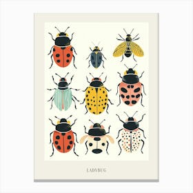 Colourful Insect Illustration Ladybug 14 Poster Canvas Print
