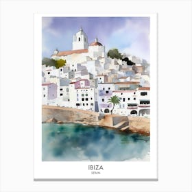 Ibiza Spain Watercolour Travel Poster 3 Canvas Print