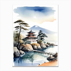 Japanese Landscape Watercolor Painting (74) Canvas Print