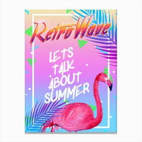 Retrowave: Summer and flamingo [retrowave/vaporwave/synthwave] — aesthetic poster, retrowave poster, neon poster Canvas Print