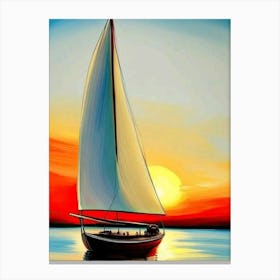 Sailboat At Sunset 4 Canvas Print