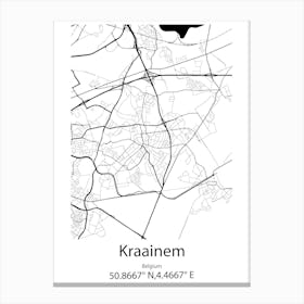 Kraainem,Belgium Minimalist Map Canvas Print