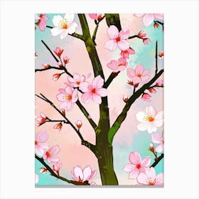 Seamless Pattern With Cherry Blossoms Canvas Print