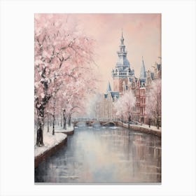 Dreamy Winter Painting Amsterdam Netherlands 4 Canvas Print