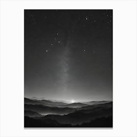 Night Sky Over The Mountains Canvas Print