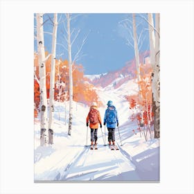 Aspen Snowmass   Colorado Usa, Ski Resort Illustration 3 Canvas Print